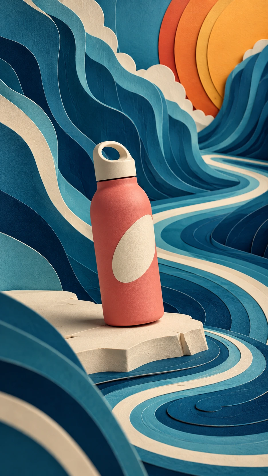 Layered paper wave template preview