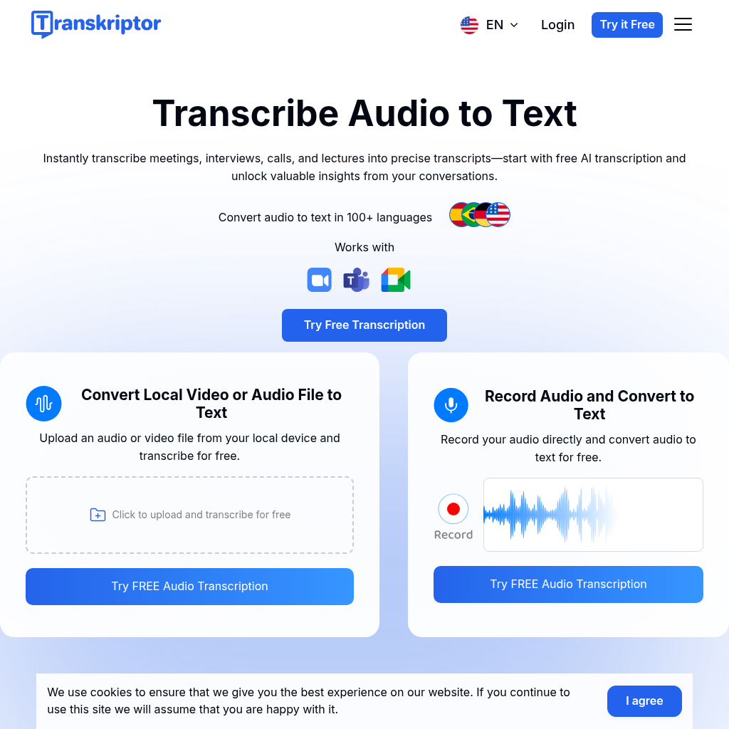 Transkriptor: Transcribe Audio to Text