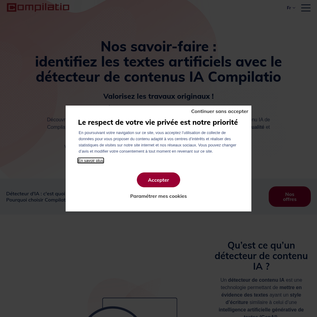 Détecteur de contenu IA : détecter l'IA grâce à Compilatio