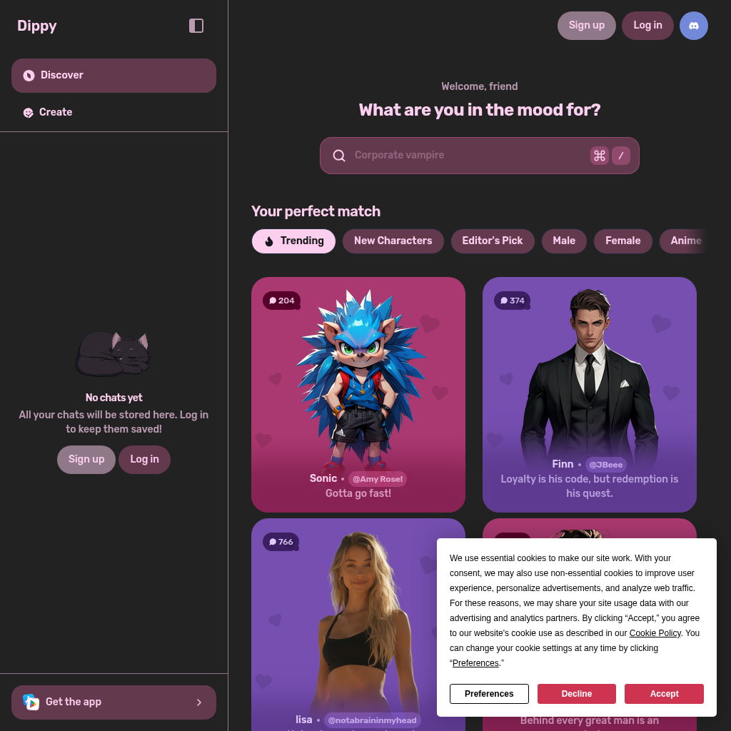 Immersive AI Chat & Roleplay (online, free, unlimited)