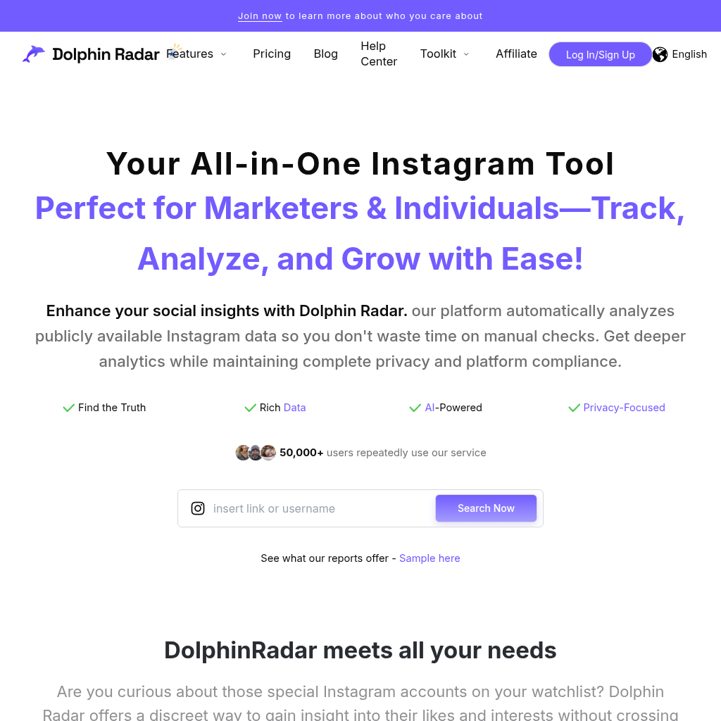 DolphinRadar: All-in-One Instagram Tracker and Analyzer