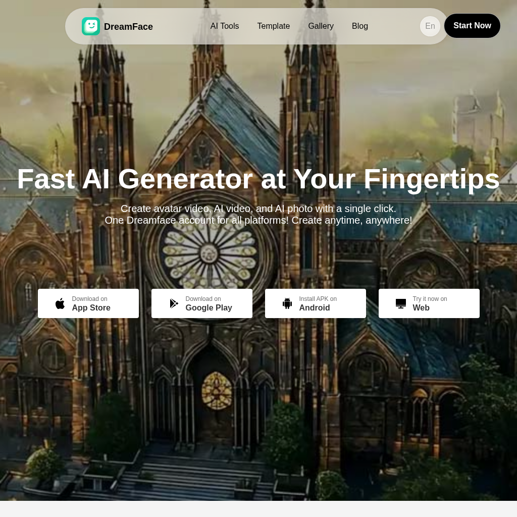 Dreamface - Fast AI Video Generator at Your Fingertips
