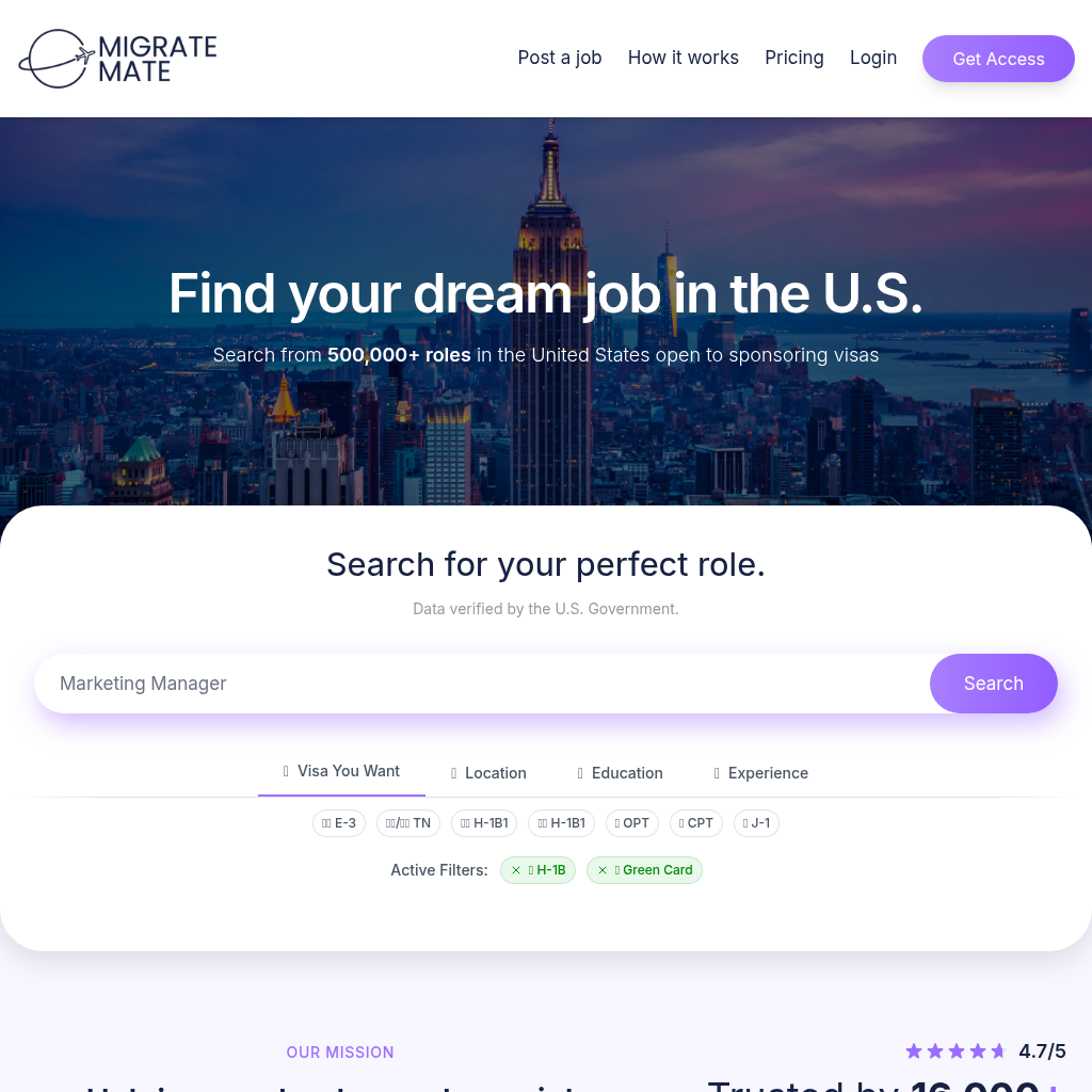 Migrate Mate | Find your dream job in the US
