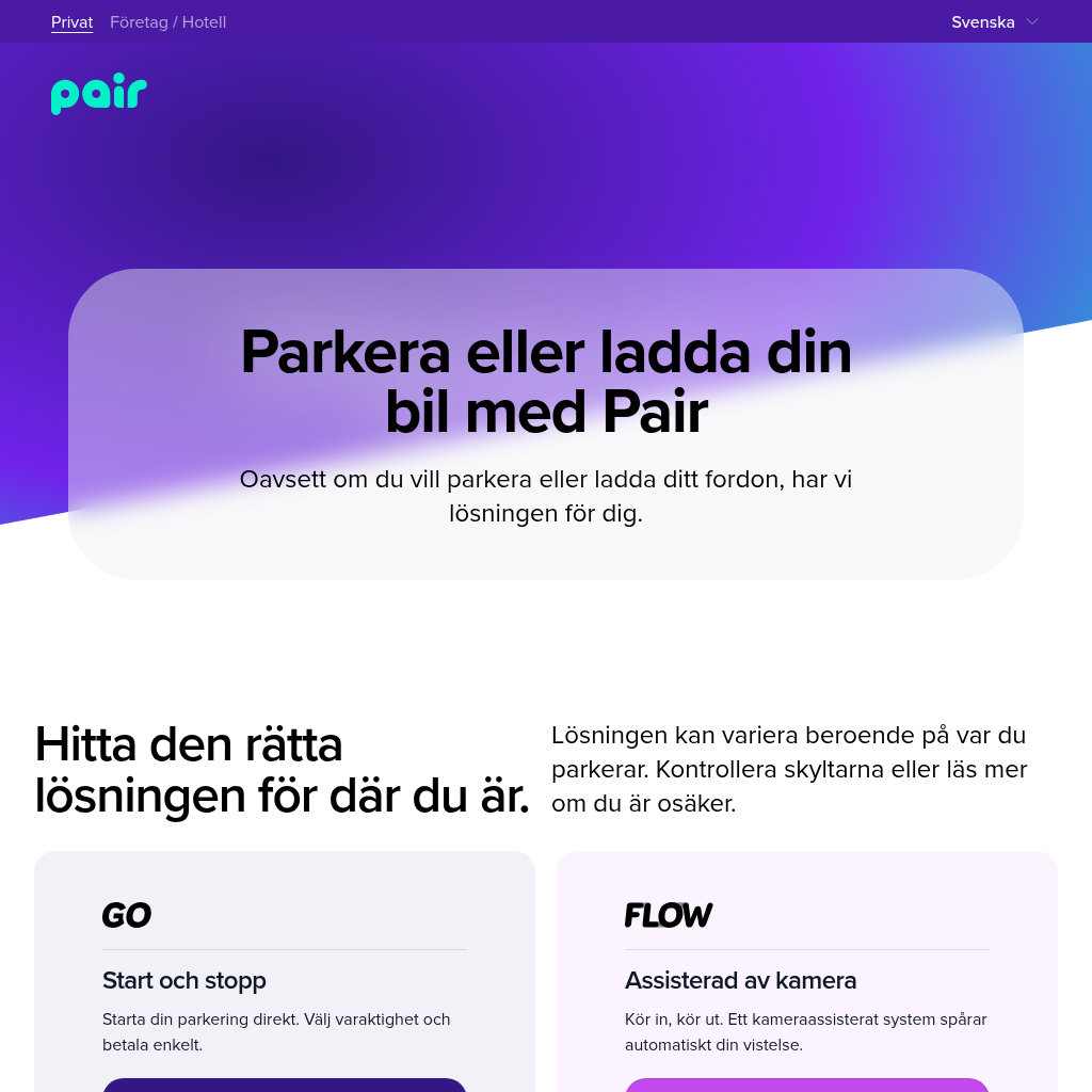 Pair
– Enkel hotellparkering