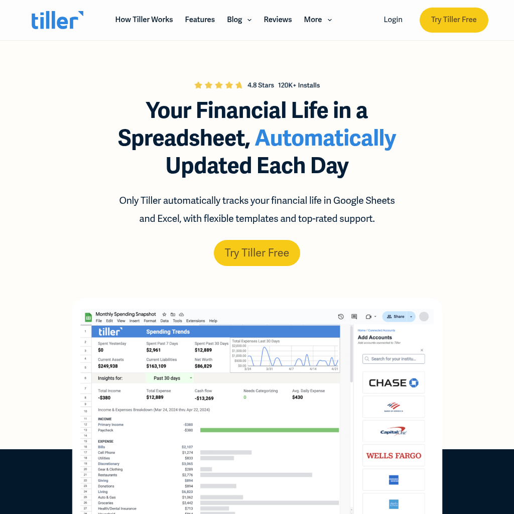 Tiller: Your Financial Life In A Spreadsheet, Automatically - Tiller