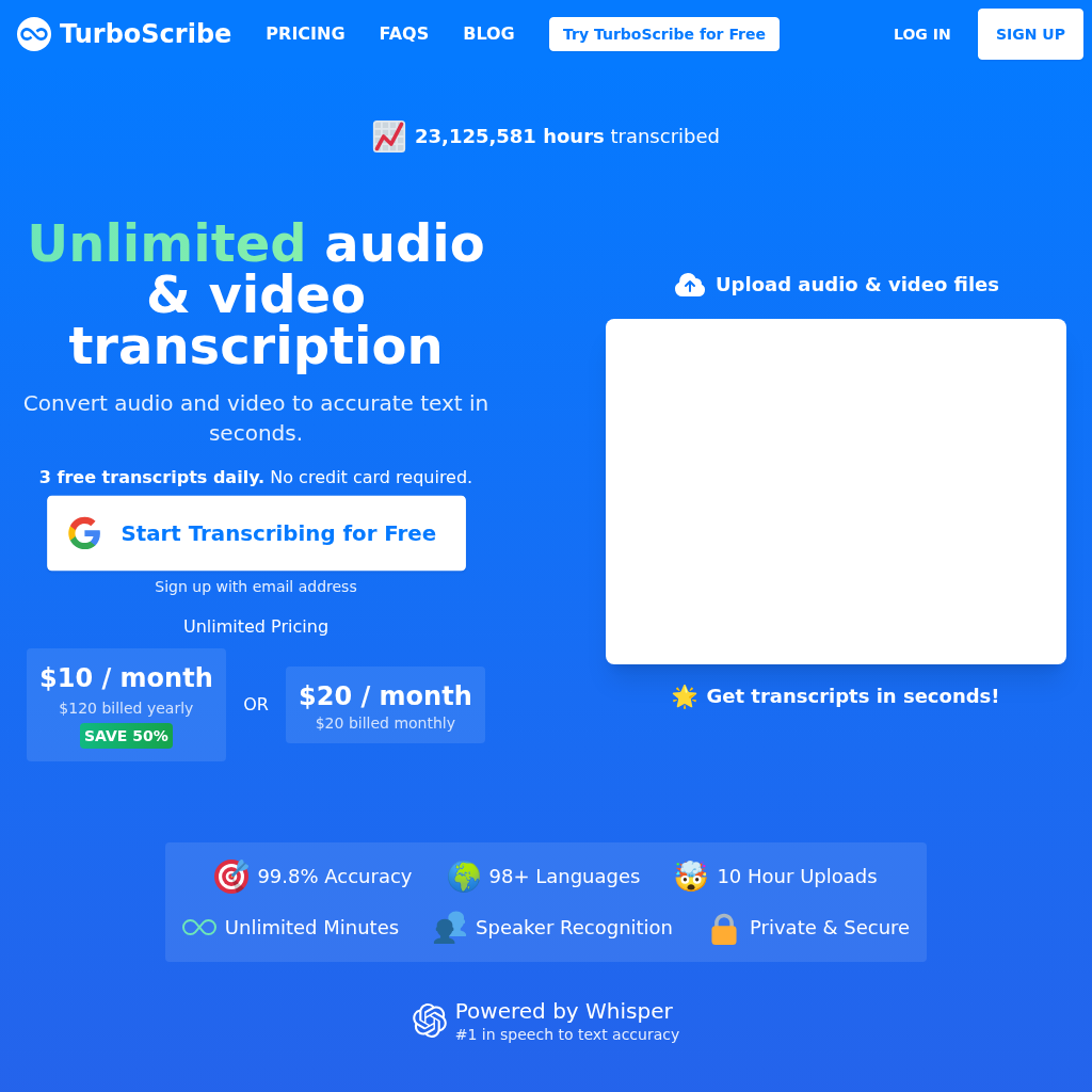 TurboScribe: Transcribe Audio and Video to Text