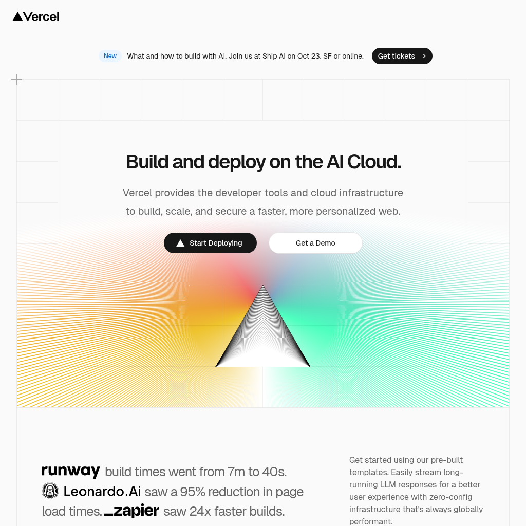Vercel: Build and deploy the best web experiences with the AI Cloud