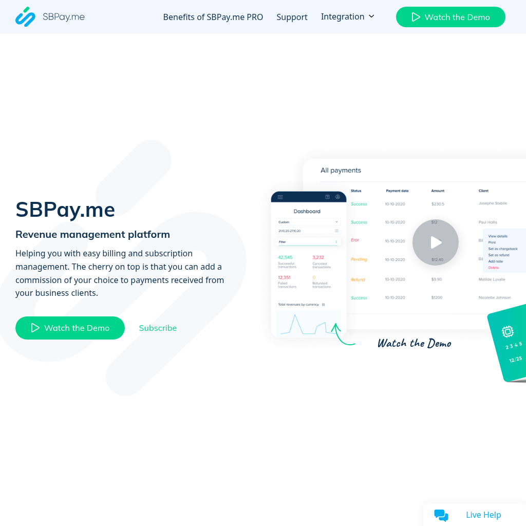 Revenue Management Software & Billing | SBPay.me