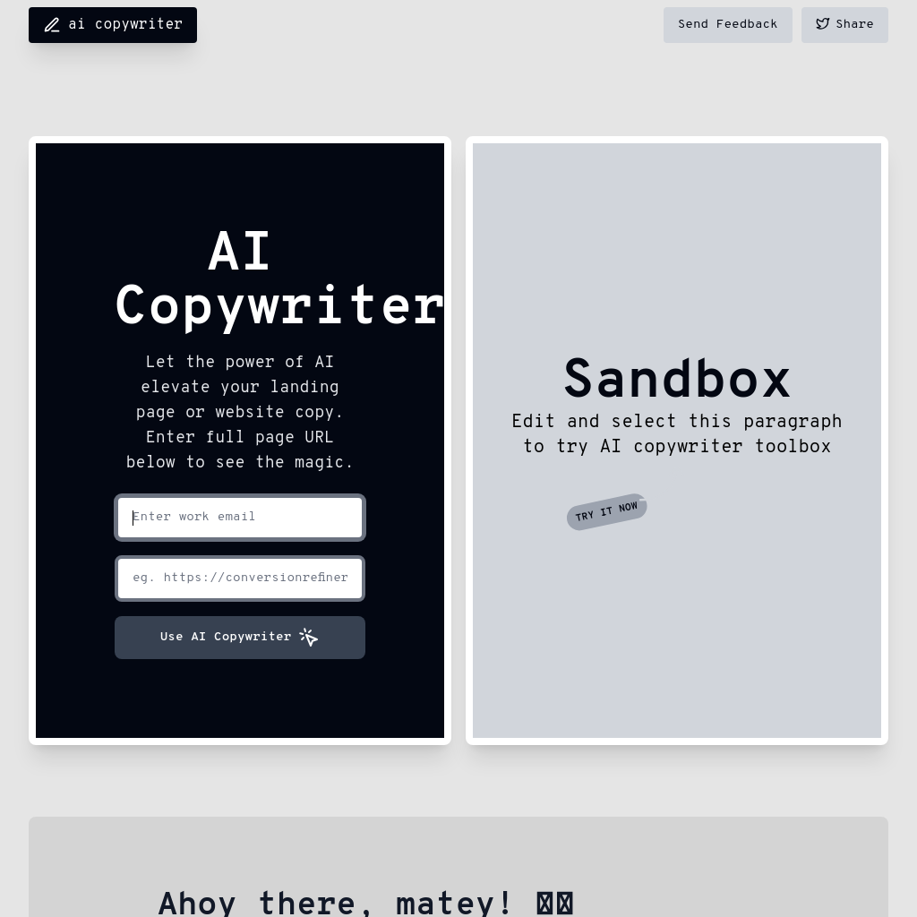 AI website & Landing Page Copywriter