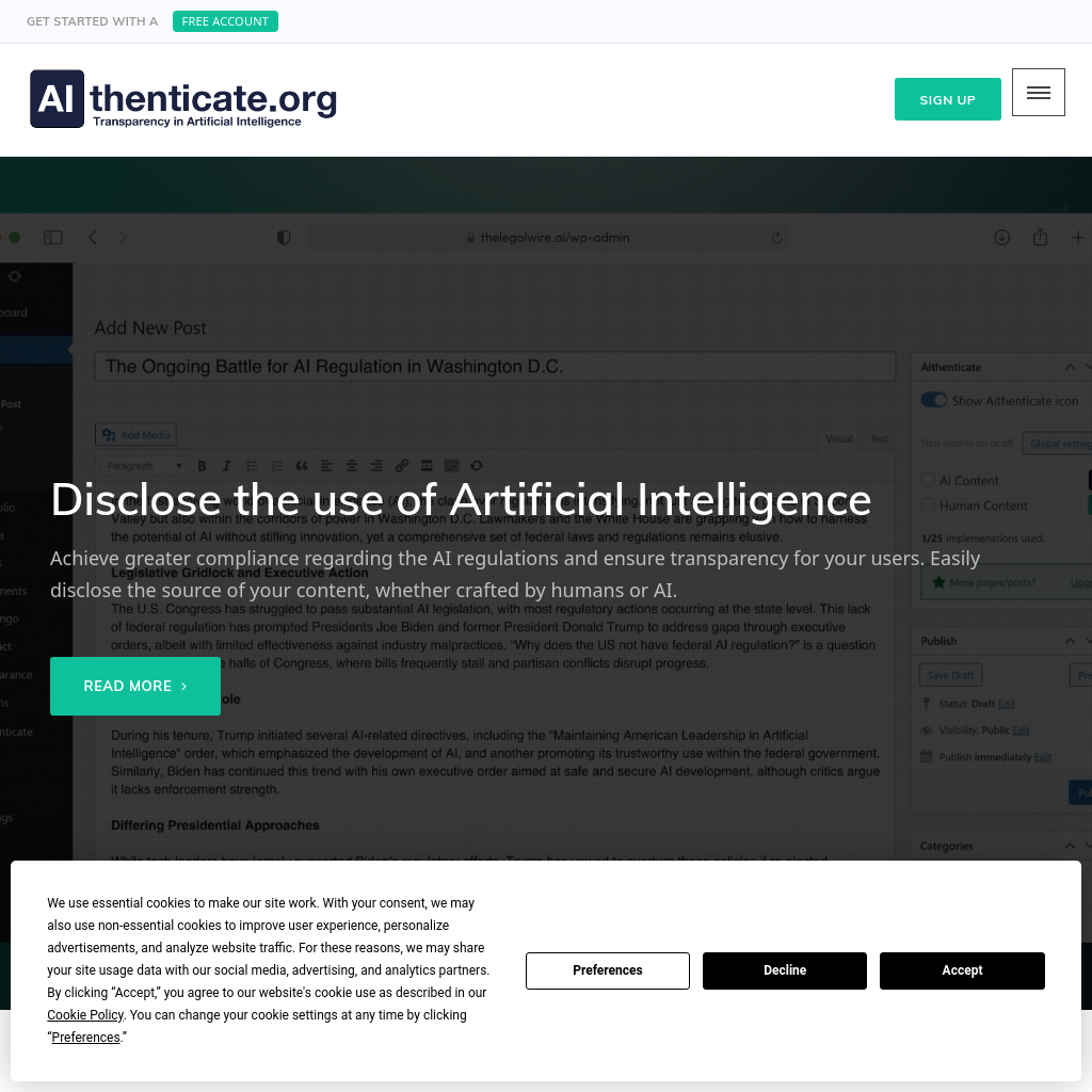 Aithenticate - Transparency in Artificial Intelligence