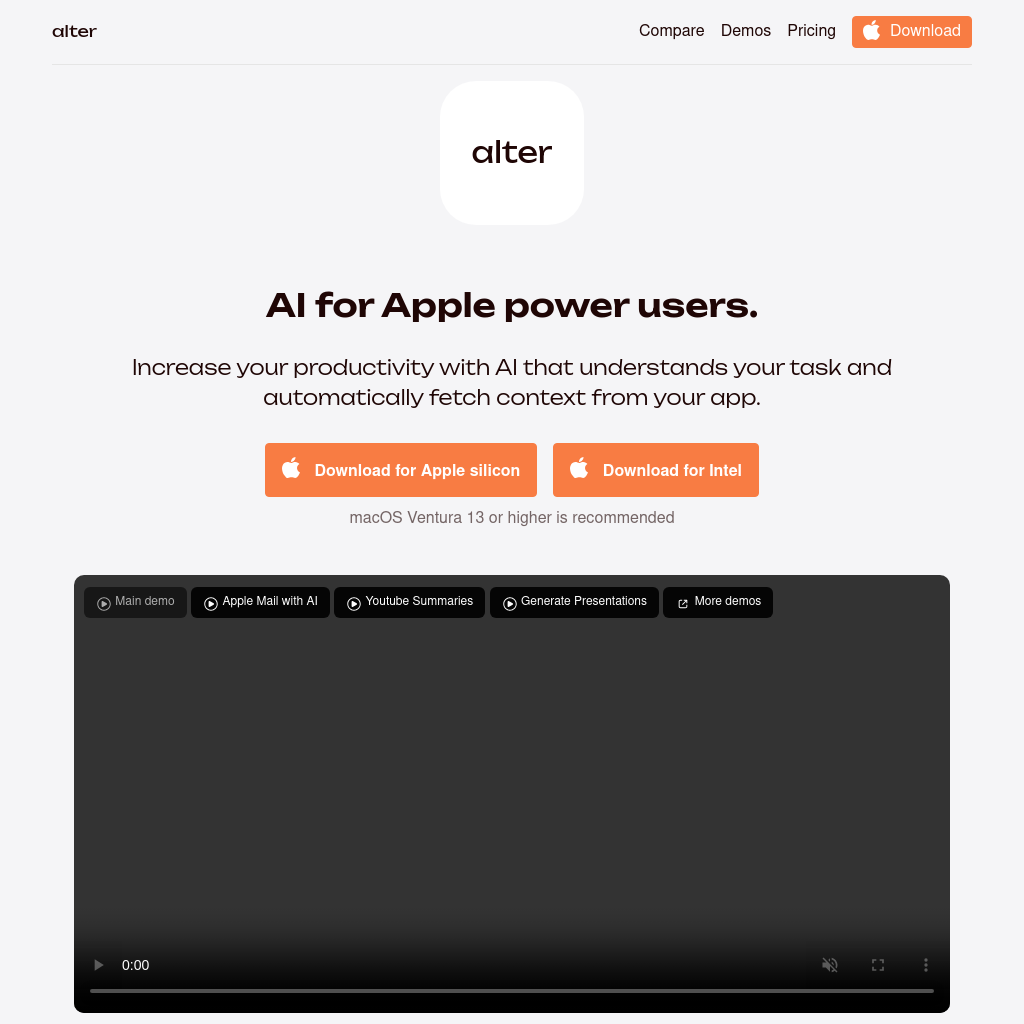 Alter | AI for Apple power users