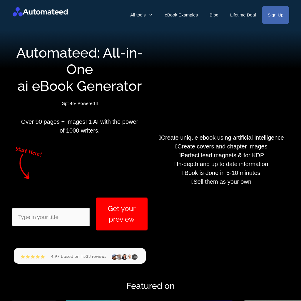 Ai Ebook Generator | Leadmagnet & eBook Creator