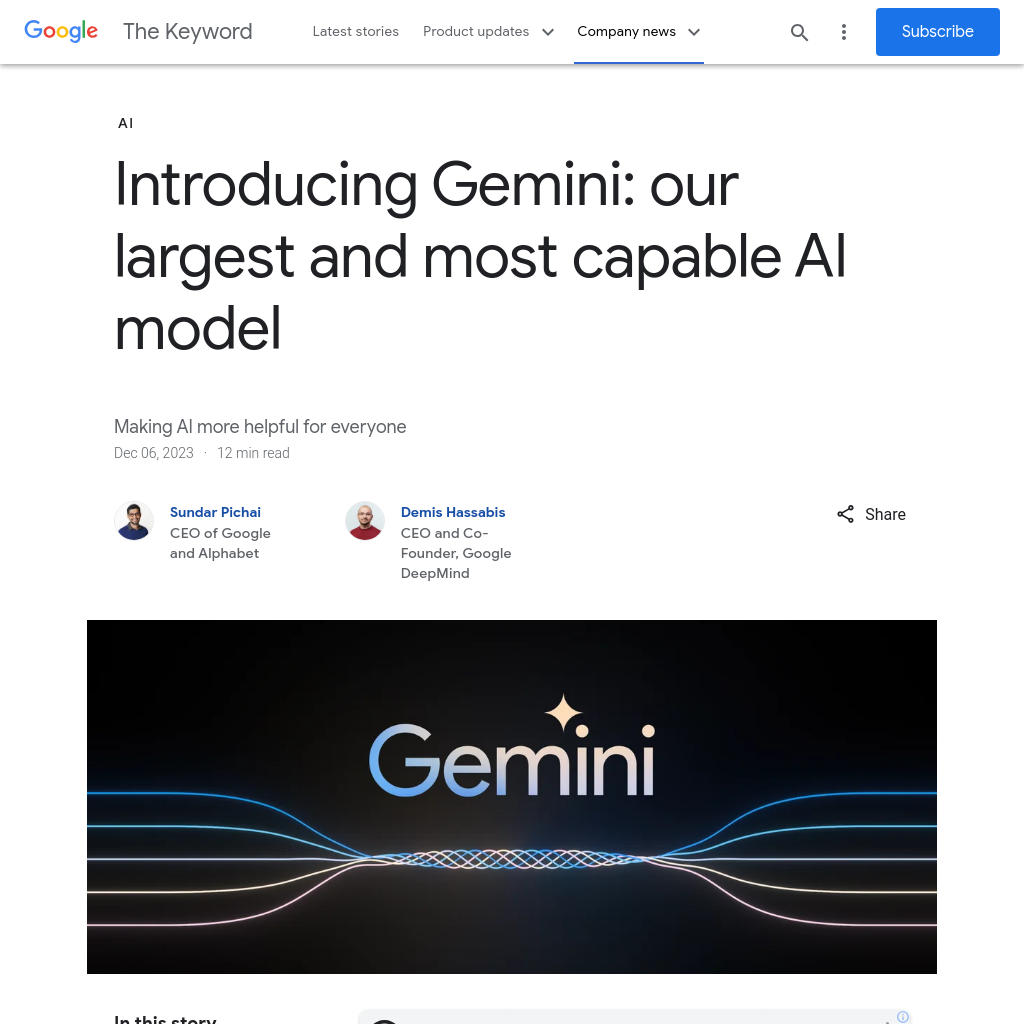 Introducing Gemini: Google’s most capable AI model yet