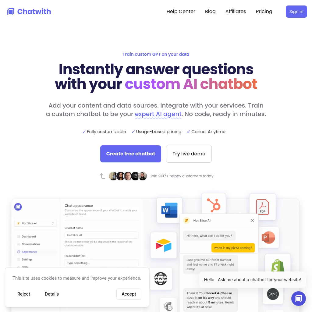 Chatwith - Custom ChatGPT chatbot with your website & files