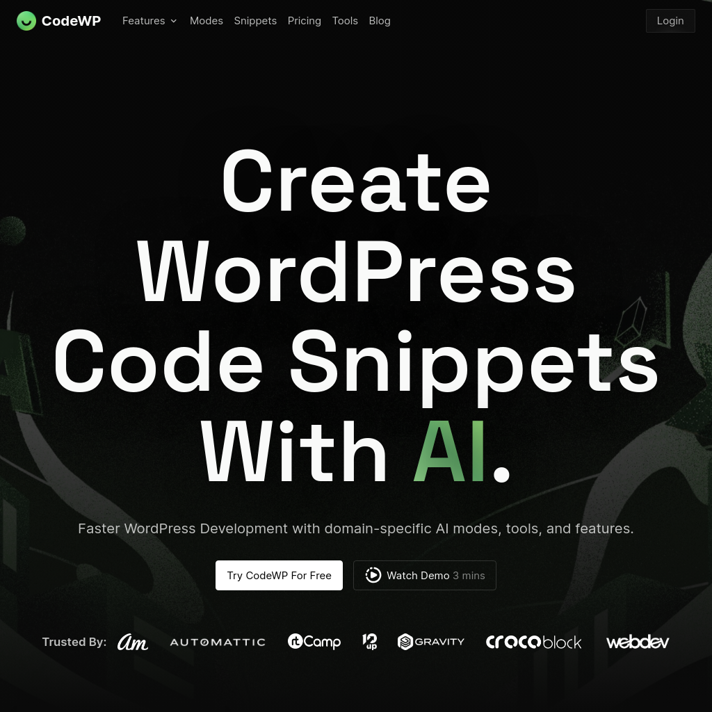 CodeWP - AI For WordPress Creatorssearchstarclosedownloadchevron-leftcross