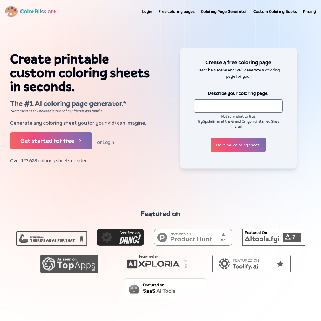 The #1 AI Coloring Page Generator | ColorBliss.art