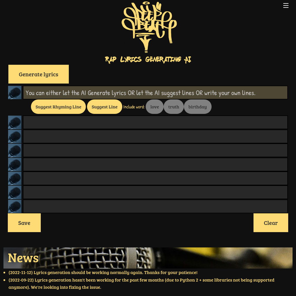 DeepBeat: Rap Lyrics Generating AI