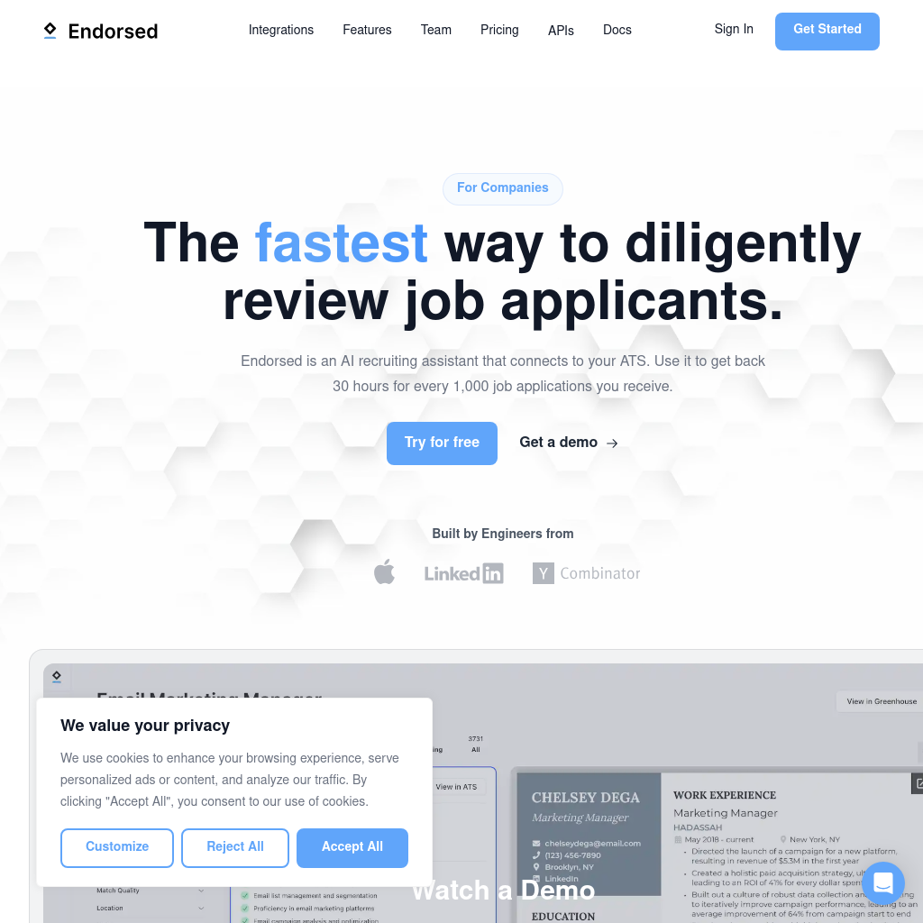 The fastest way to diligently review job applicants | Endorsed