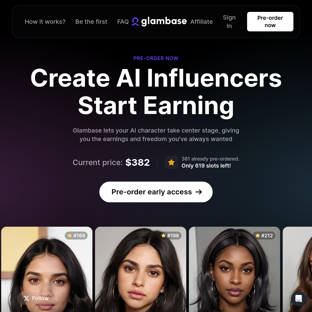 Glambase - AI Influencer Creation Platform | Virtual Persona Generator