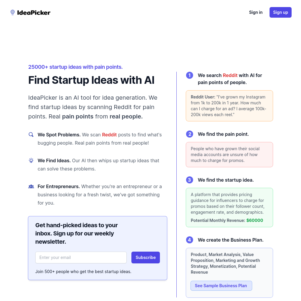 Find Startup Ideas with AI | IdeaPicker