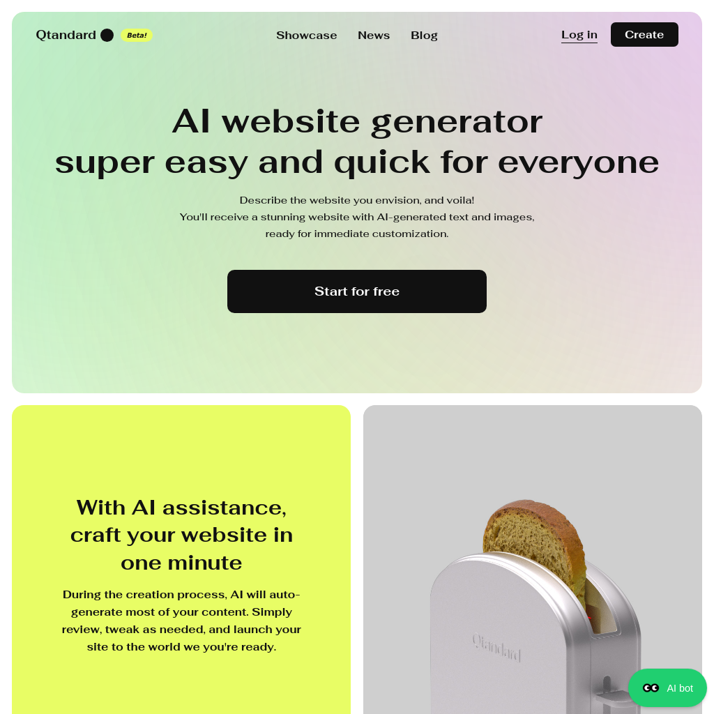 AI website generator - Qtandard