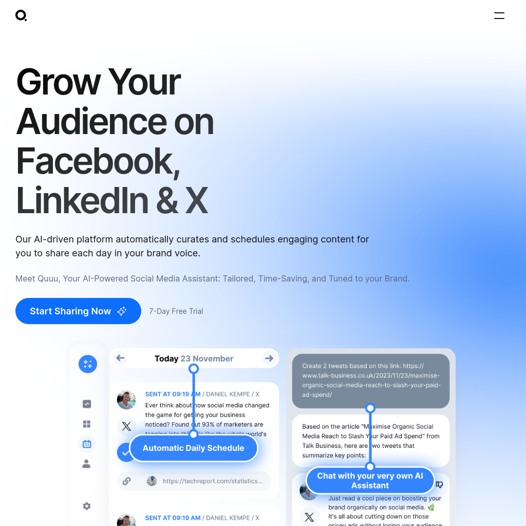 Quuu - Grow Your Audience on Facebook, LinkedIn & X