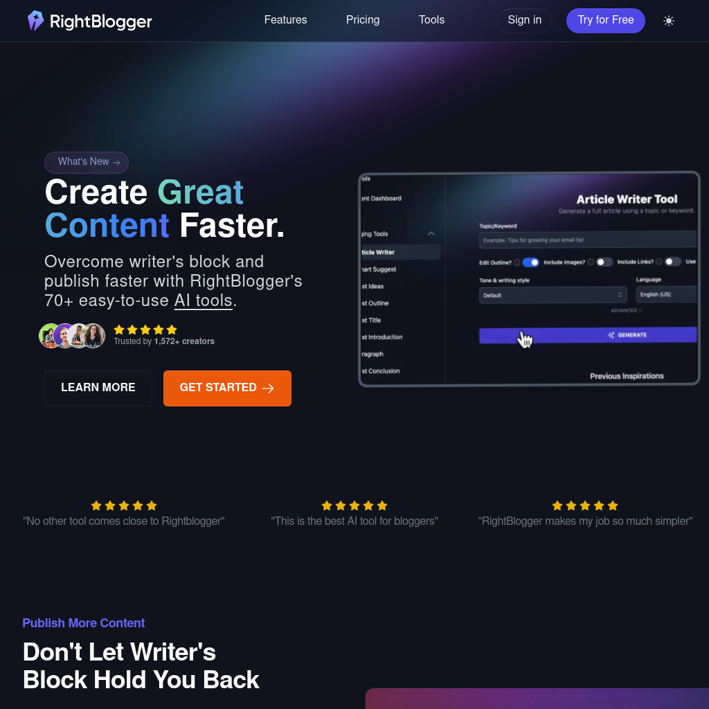 RightBlogger: AI-Powered Content Tools for Creators