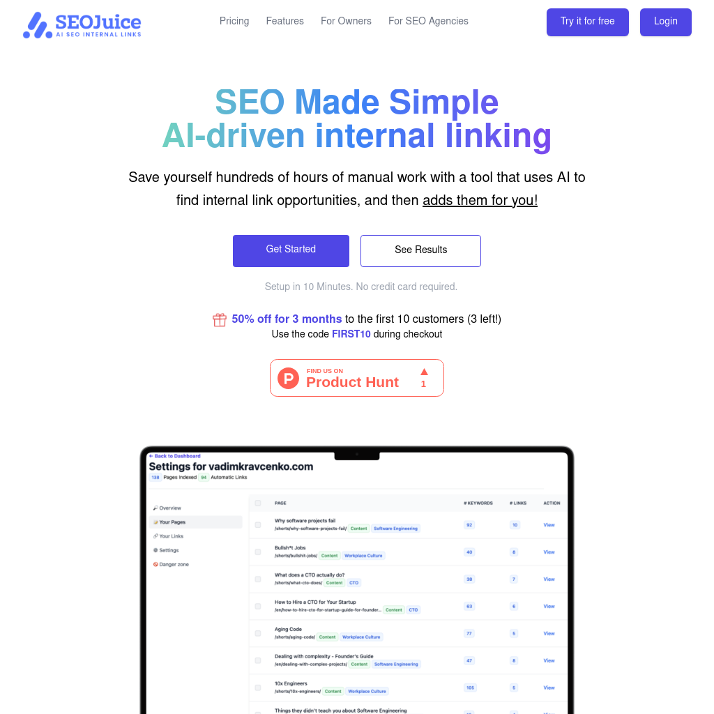 Boost your SEO with Automated Internal Links | SEOJuice 