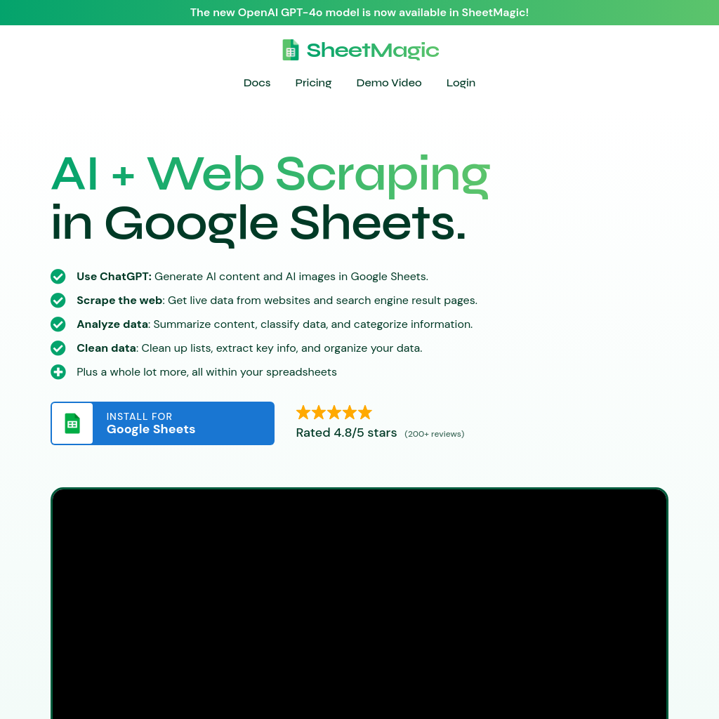 Google Sheets AI with Unlimited Web Scraping - SheetMagic