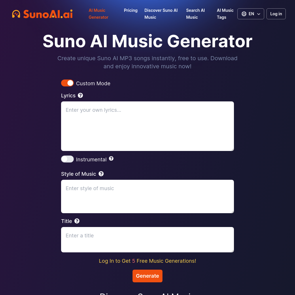 SunoAI.ai: Free Suno AI Music Generator by SunoAI