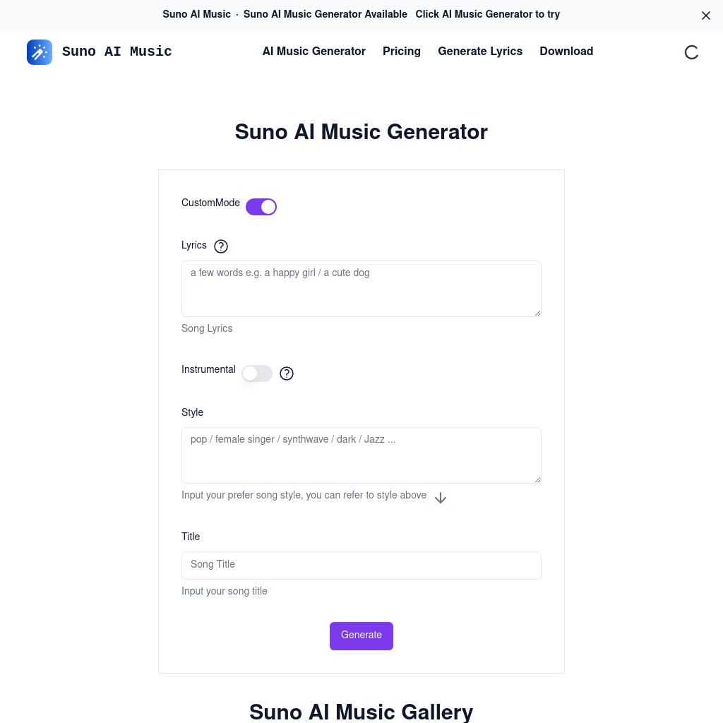 Suno AI Music | Generate suno ai music for free