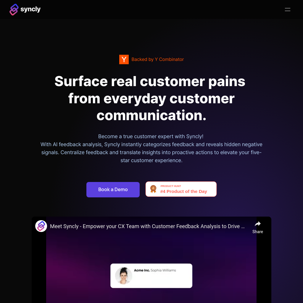 Syncly – Surface real customer pains from everyday customer communication