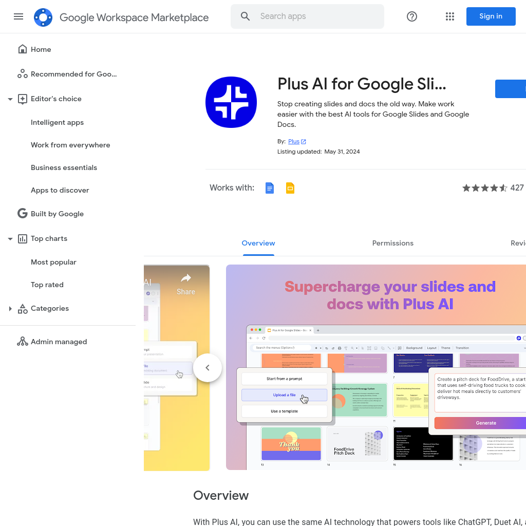 Plus AI for Google Slides™ and Docs™ - Google Workspace Marketplace