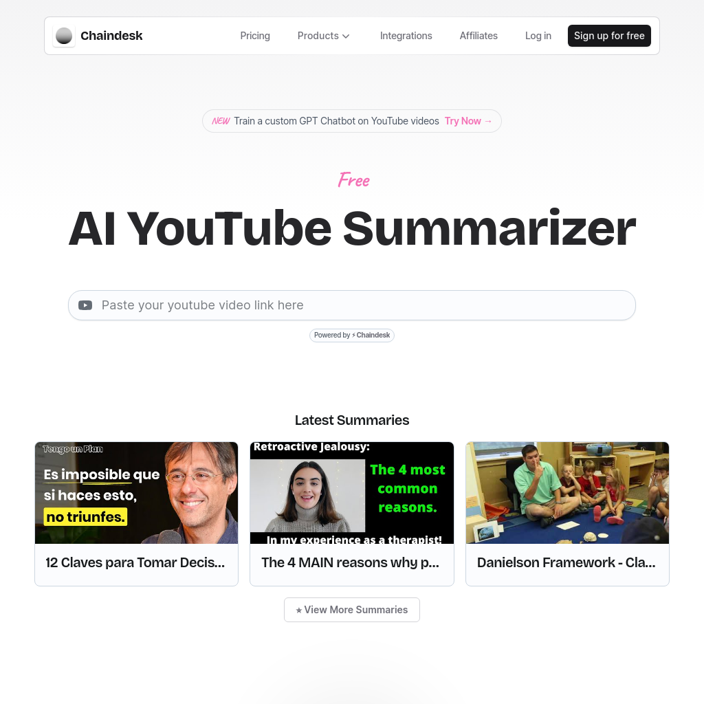 Free AI Youtube Video Summarizer