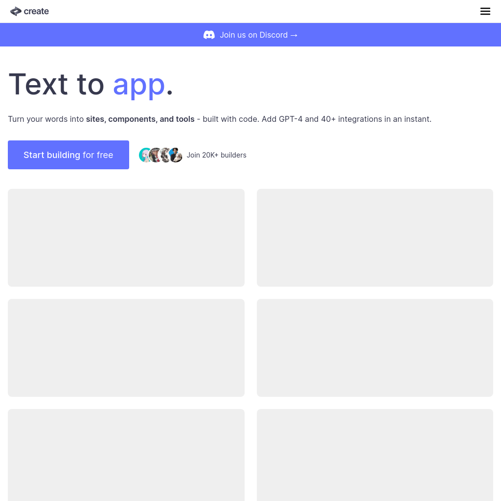 Create - free-to-use AI app builder