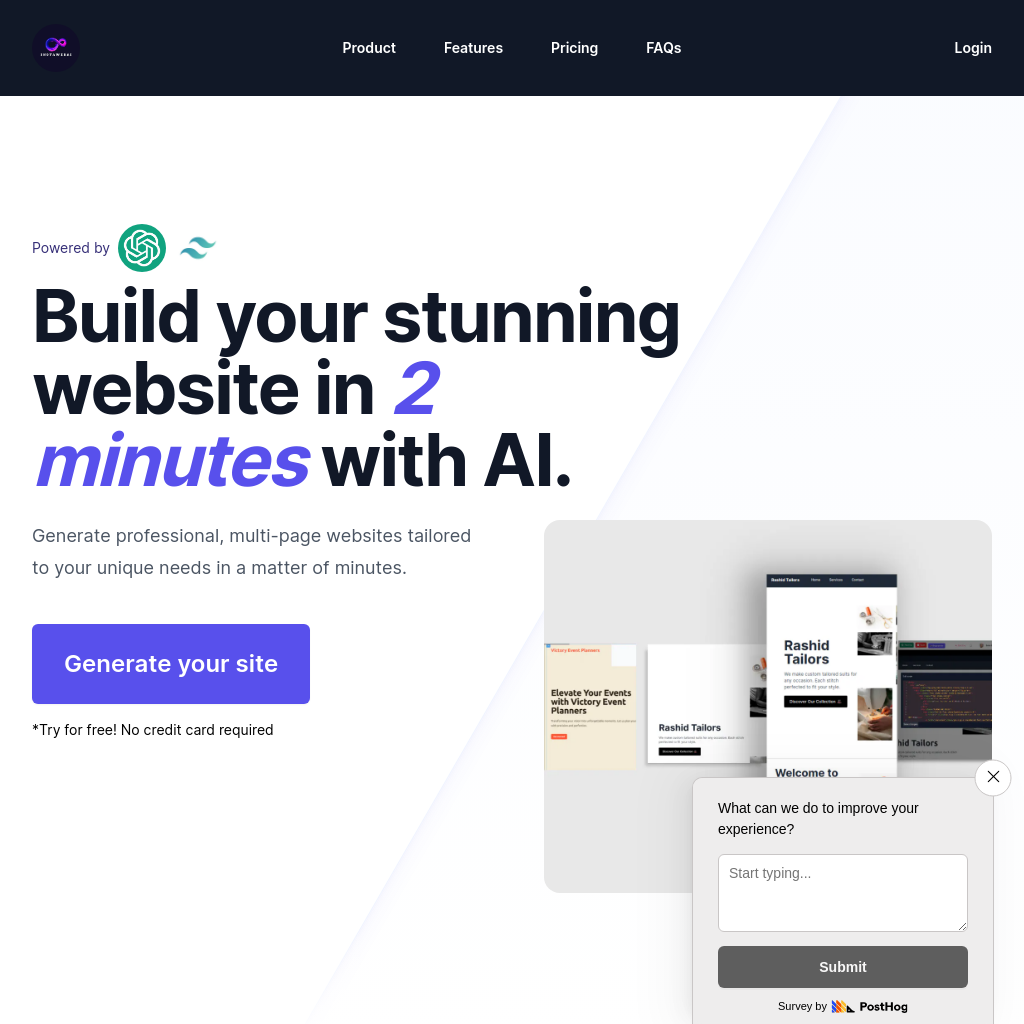 InstaWebAI - Professional, multipage websites with AI