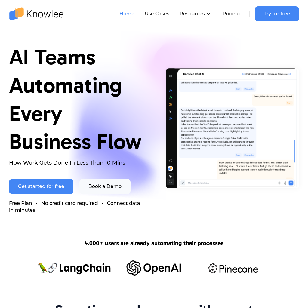 Knowlee AI - AI Teams Automating Every Business Flow