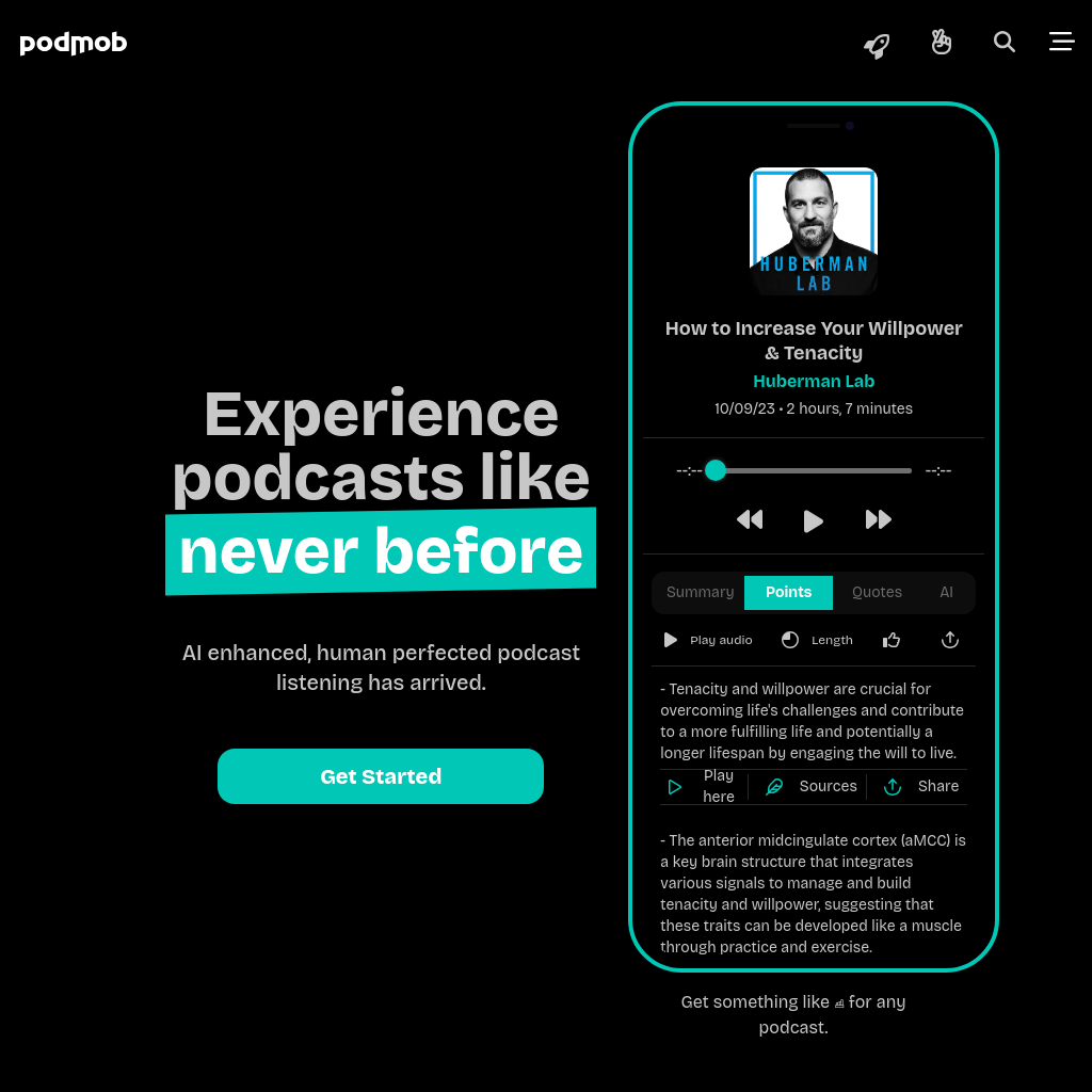 Podmob | Insights From Any Podcast in Seconds