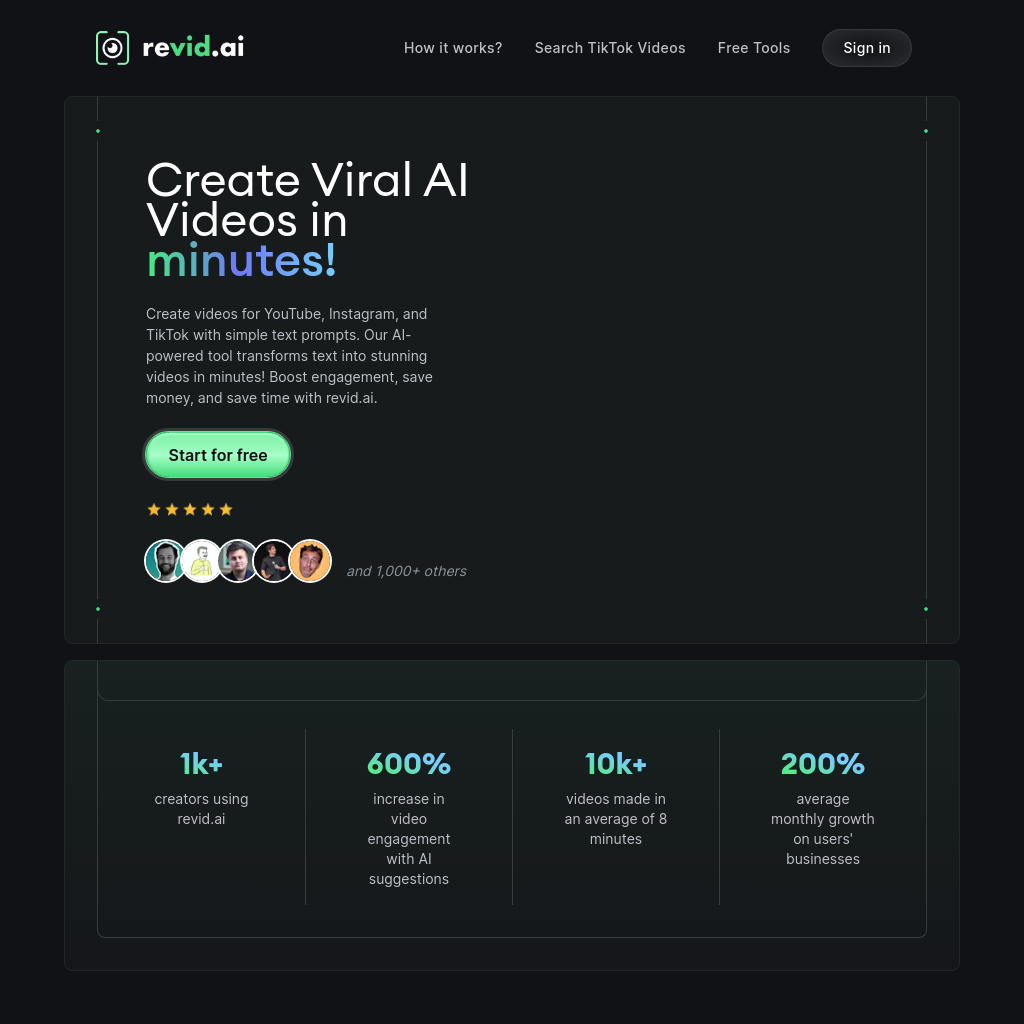 revid.ai - Create viral short videos, fast.