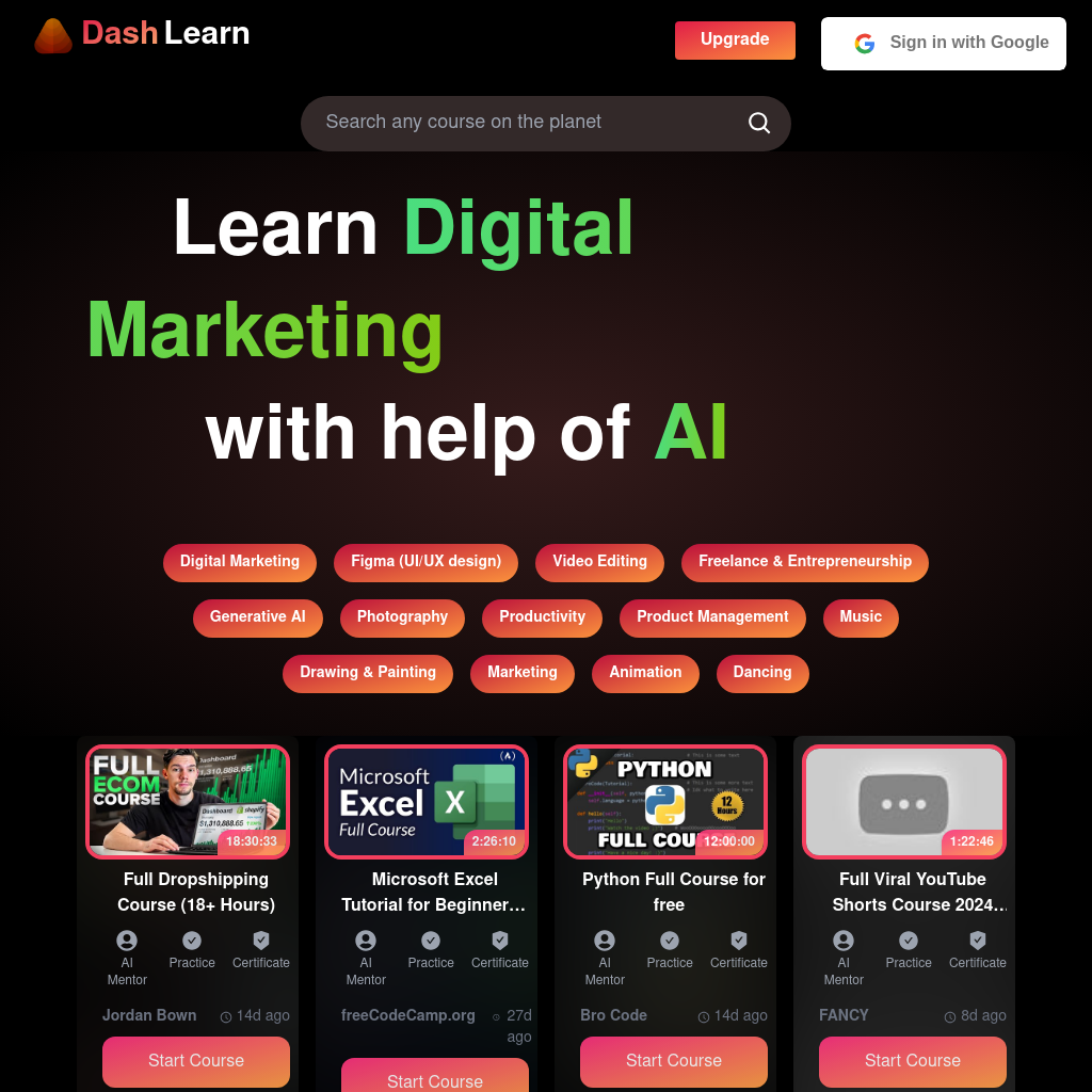 DashLearn - Supercharge Your Learning with AI-Powered YouTube Courses